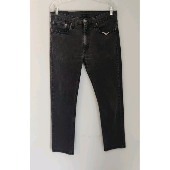 Levis 514 Jeans Black Washed Denim Black Label Slim Straight Stretch 35x31 EUC - Picture 6 of 11